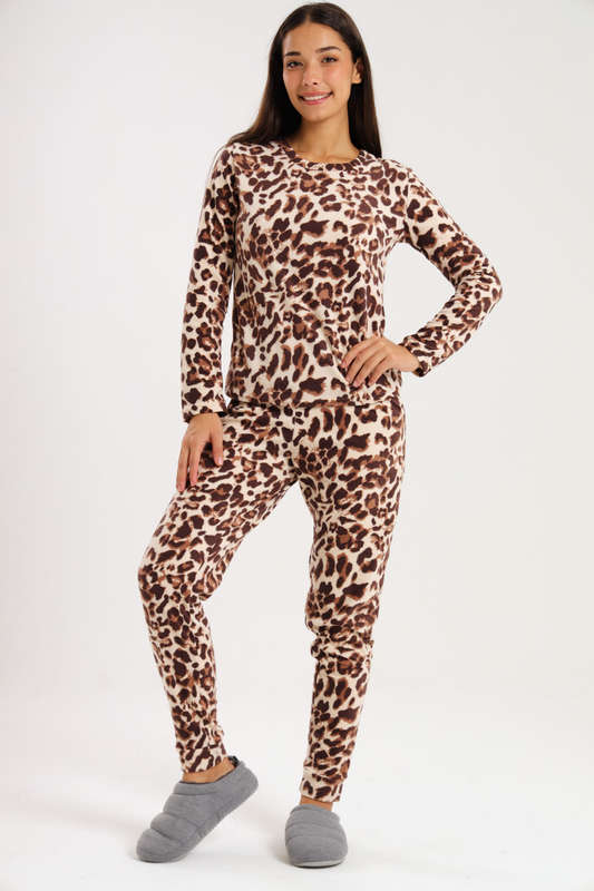 Ladies Microfleece Winter Long Sleeve Pyjama Set