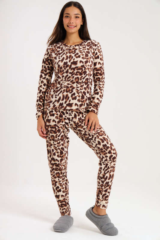Ladies Microfleece Winter Long Sleeve Pyjama Set