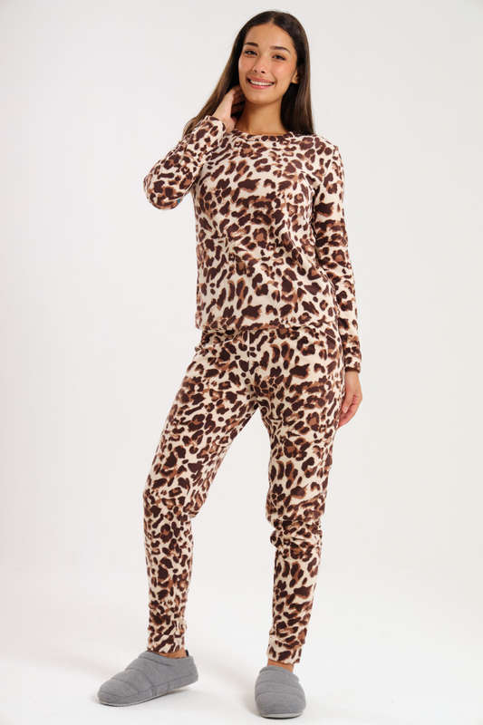 Ladies Microfleece Winter Long Sleeve Pyjama Set