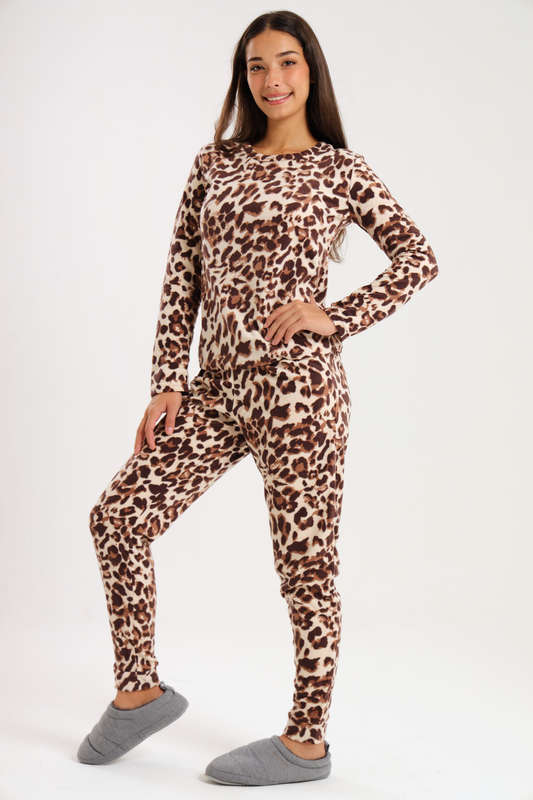 Ladies Microfleece Winter Long Sleeve Pyjama Set