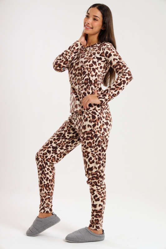 Ladies Microfleece Winter Long Sleeve Pyjama Set