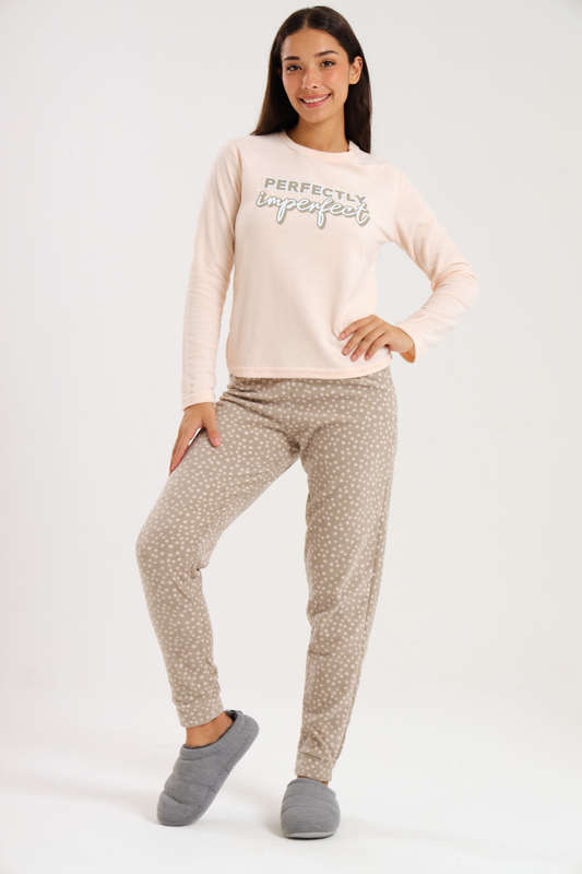 Ladies Microfleece Winter Long Sleeve Pyjama Set