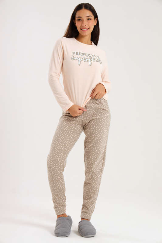 Ladies Microfleece Winter Long Sleeve Pyjama Set