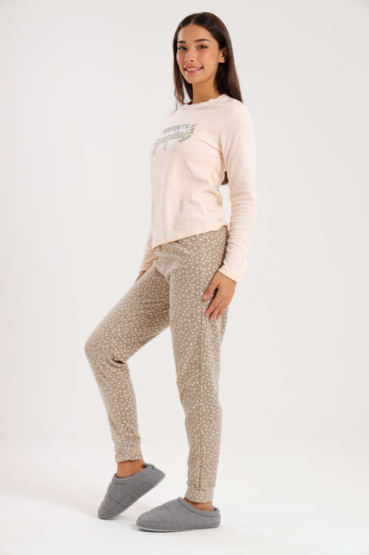 Ladies Microfleece Winter Long Sleeve Pyjama Set