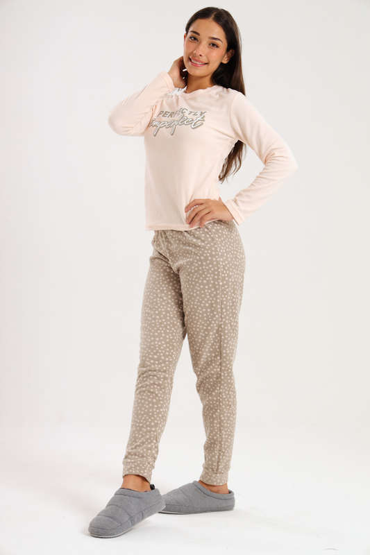 Ladies Microfleece Winter Long Sleeve Pyjama Set