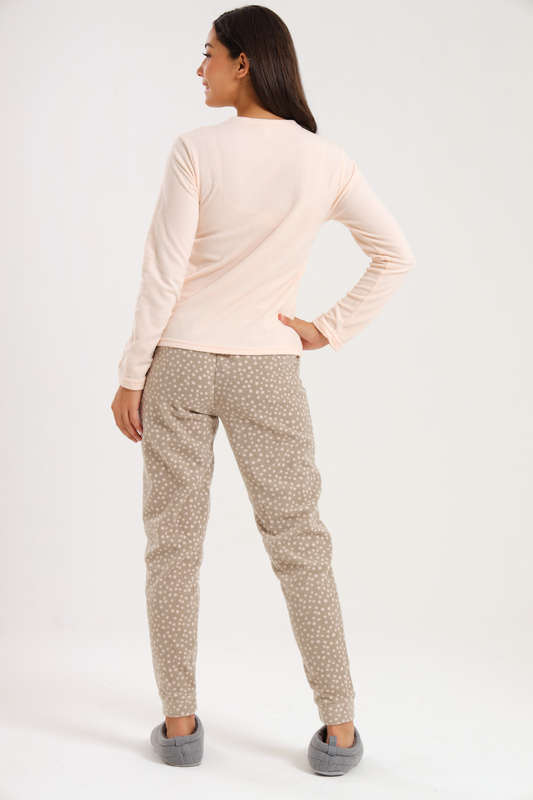 Ladies Microfleece Winter Long Sleeve Pyjama Set