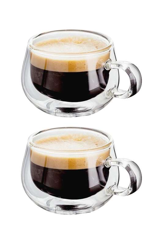 Senza® 2x 250ml Double Wall Coffee Glass with Handle