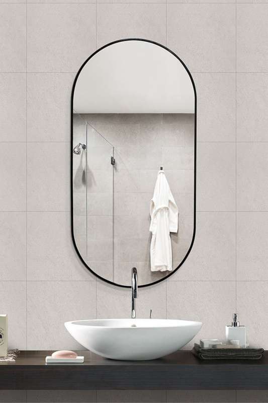 Senza® Large Oval Metal Black Framed Mirror 500mm X 1000mm