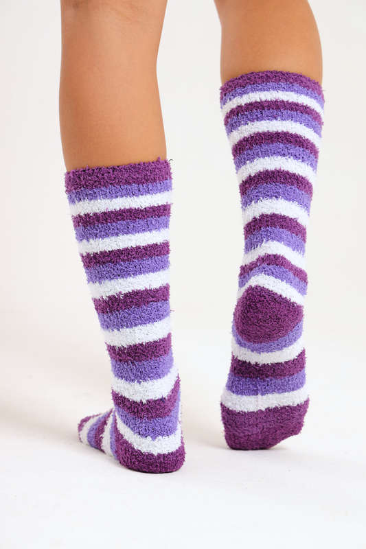 6 Pairs Fluffy Feet Fluffy Socks For Winter - Unisex Stripe Long Variety Pack