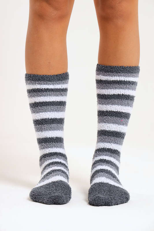 6 Pairs Fluffy Feet Fluffy Socks For Winter - Unisex Stripe Long Variety Pack