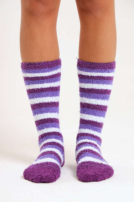 6 Pairs Fluffy Feet Fluffy Socks For Winter - Unisex Stripe Long Variety Pack