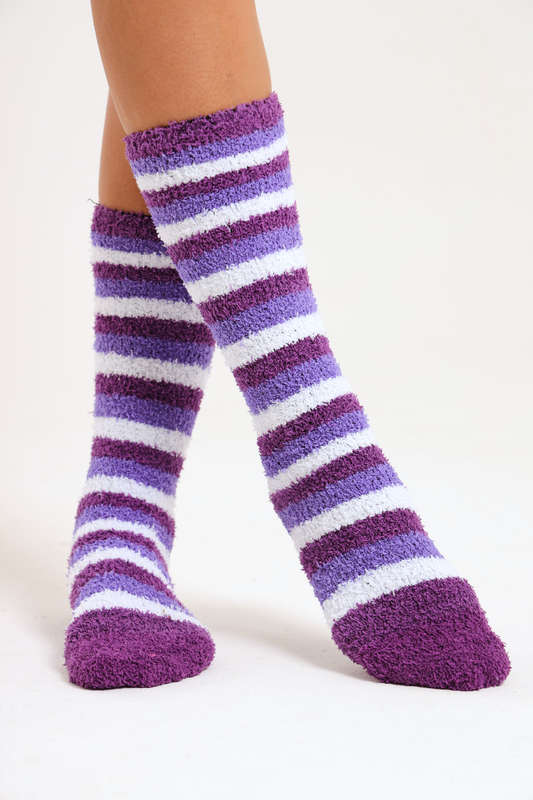 6 Pairs Fluffy Feet Fluffy Socks For Winter - Unisex Stripe Long Variety Pack