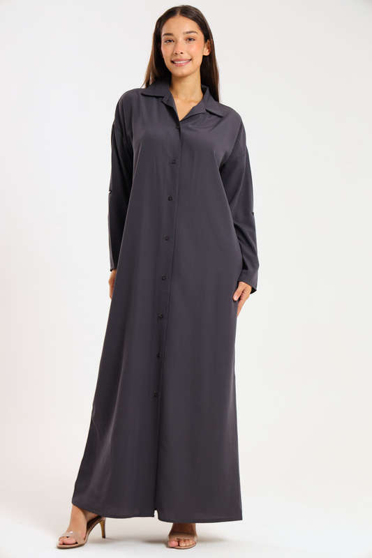 Ladies Madilyn Maxi Full Length Button Down Shirt Dress