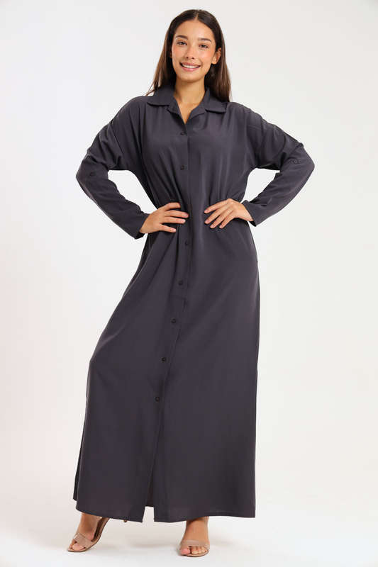 Ladies Madilyn Maxi Full Length Button Down Shirt Dress