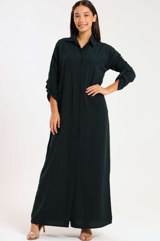 Ladies Madilyn Maxi Full Length Button Down Shirt Dress