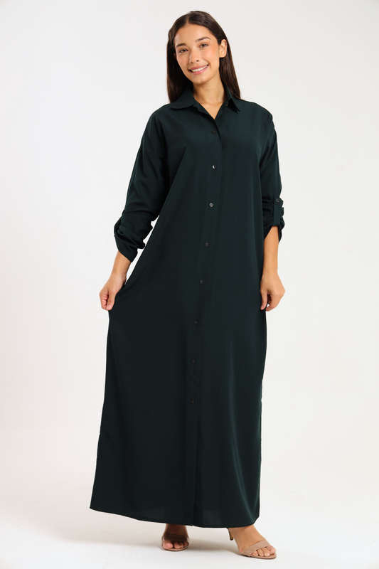Ladies Madilyn Maxi Full Length Button Down Shirt Dress