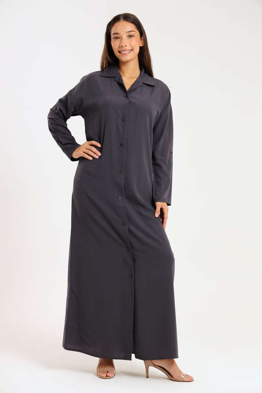 Ladies Madilyn Maxi Full Length Button Down Shirt Dress