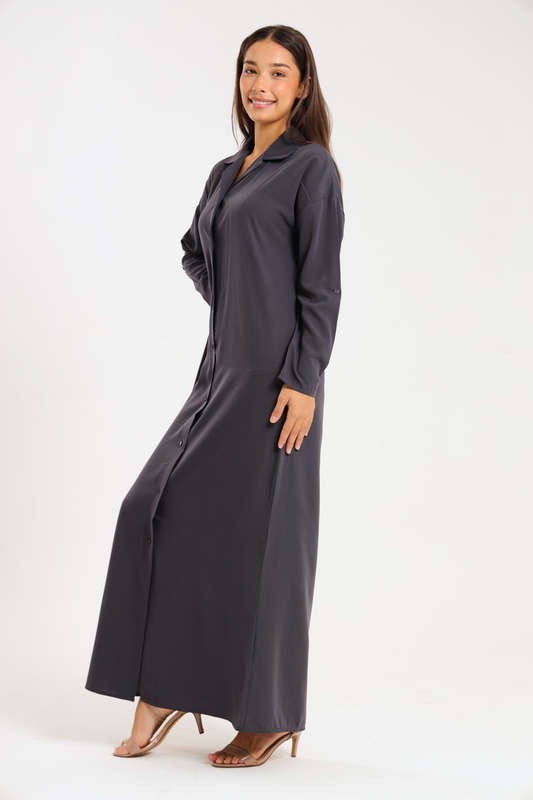 Ladies Madilyn Maxi Full Length Button Down Shirt Dress