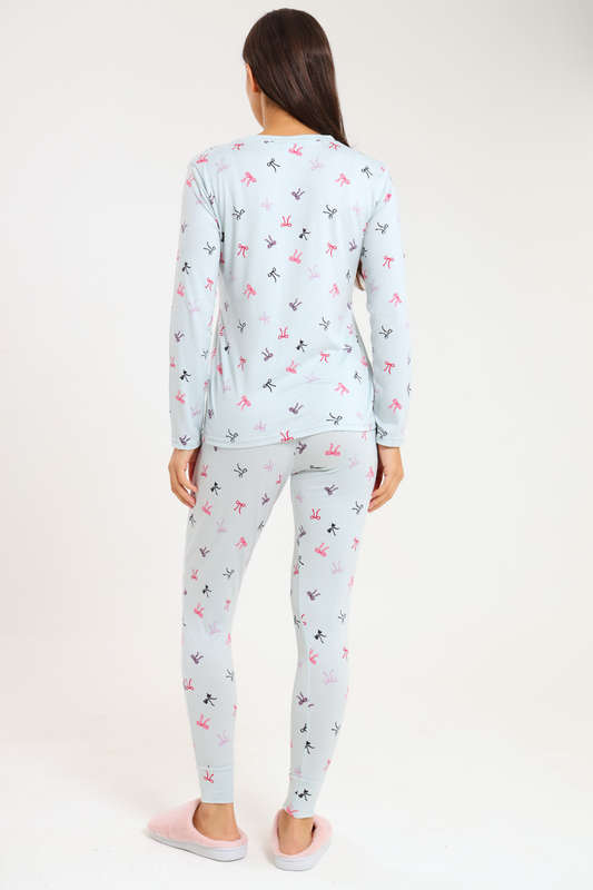 Ladies Printed Comfy Long Sleeve Pyjama Set