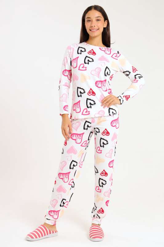 Ladies Printed Comfy Long Sleeve Pyjama Set