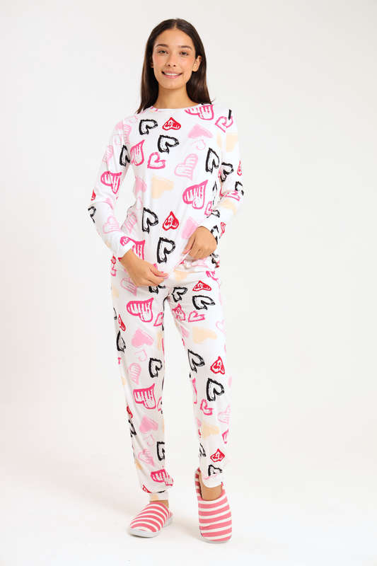 Ladies Printed Comfy Long Sleeve Pyjama Set