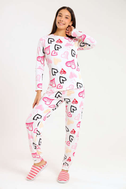 Ladies Printed Comfy Long Sleeve Pyjama Set