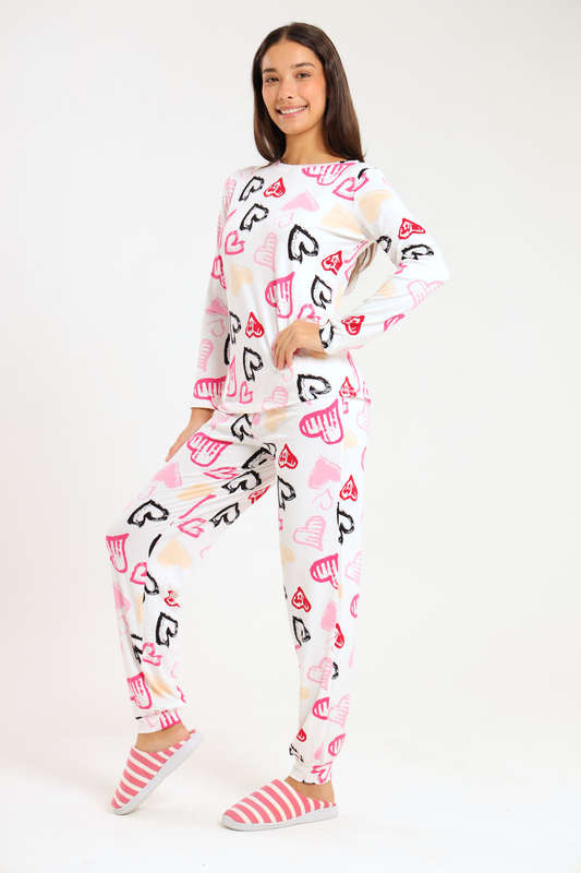 Ladies Printed Comfy Long Sleeve Pyjama Set