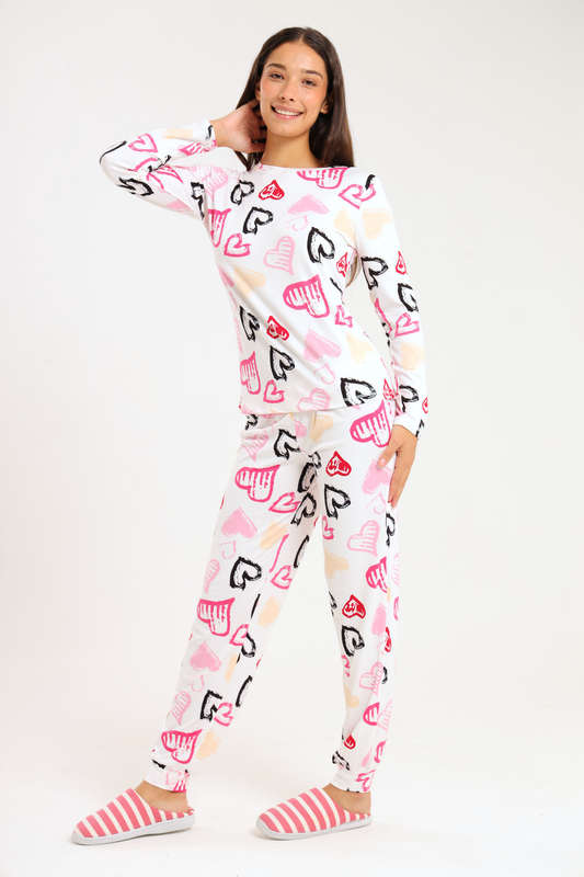Ladies Printed Comfy Long Sleeve Pyjama Set