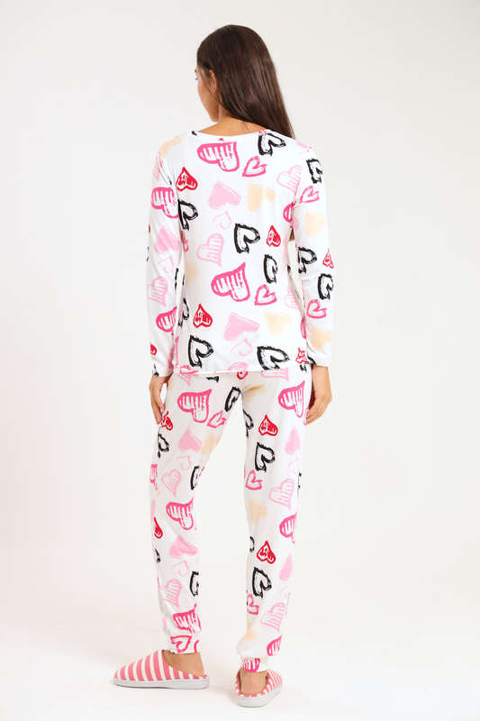 Ladies Printed Comfy Long Sleeve Pyjama Set