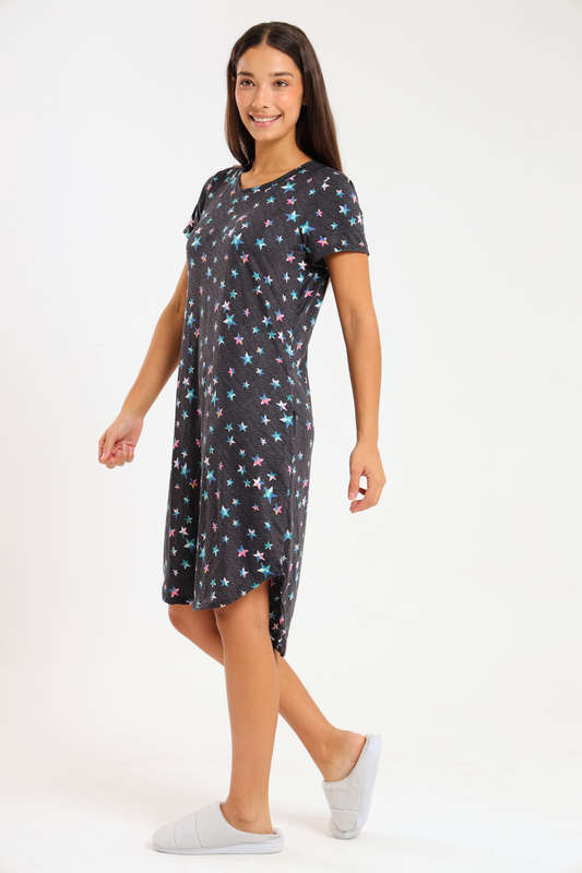 Ladies Short Sleeve Maxi Luxury Sleep Shirt With Pockets