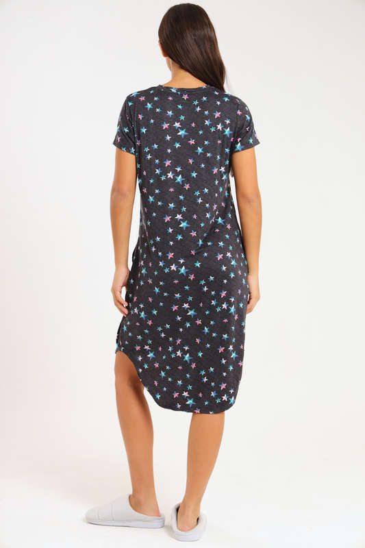 Ladies Short Sleeve Maxi Luxury Sleep Shirt With Pockets