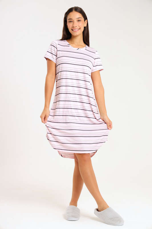 Ladies Short Sleeve Maxi Sleep Shirt