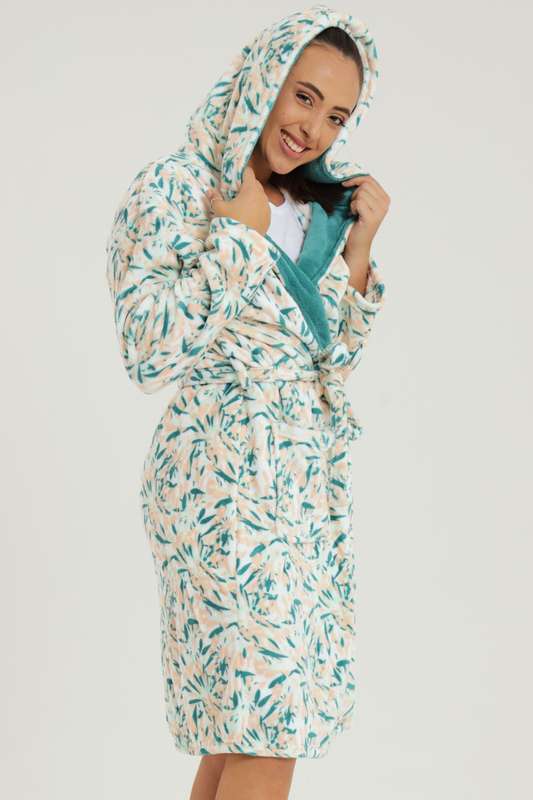 Plush Hooded Coral Fleece Luxury Winter Gown