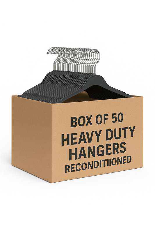 Senza® Heavy Duty Box of 50-Piece Reconditioned Retail Clothing Plastic Hangers With Metal Hook ...