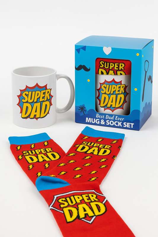 Happy Fathers Day Printed Mug &amp; Novelty Socks Gift Set