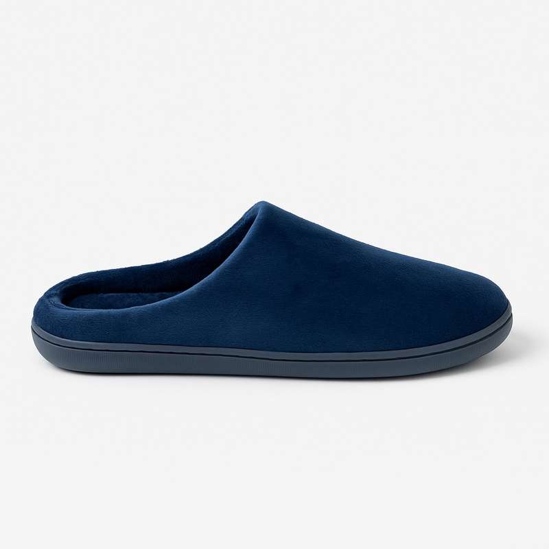 Mens Fleece Lined Winter Morning Slippers With Rubber Sole