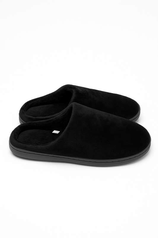 Mens Fleece Lined Winter Morning Slippers With Rubber Sole
