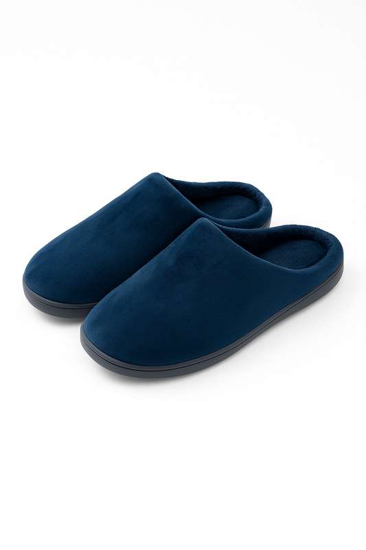 Mens Fleece Lined Winter Morning Slippers With Rubber Sole