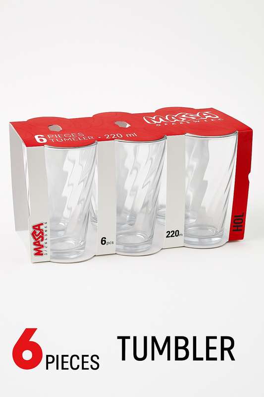 6 Piece Glass Tumbler Gift Set 220ml