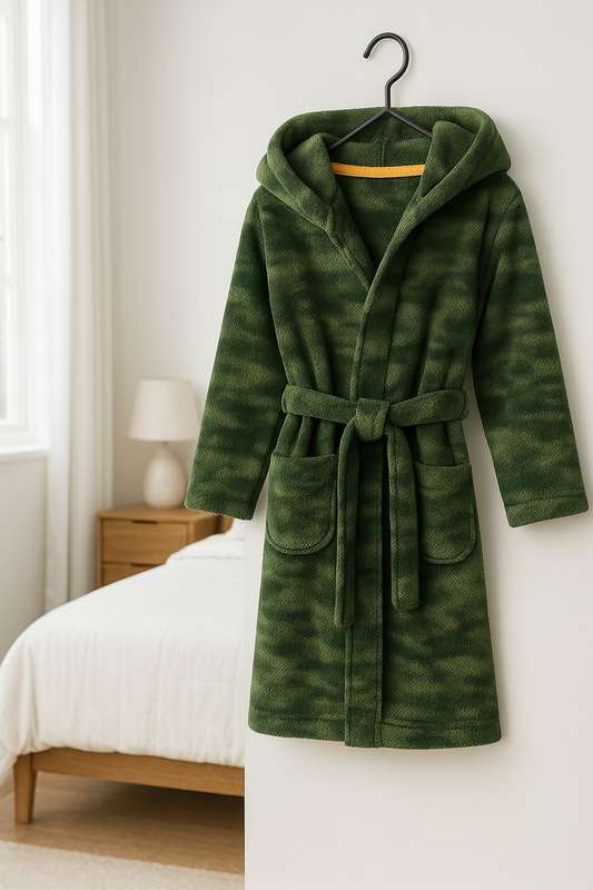 Boys Branded Microfleece Hooded Winter Plush Gown 3 to 9 Years