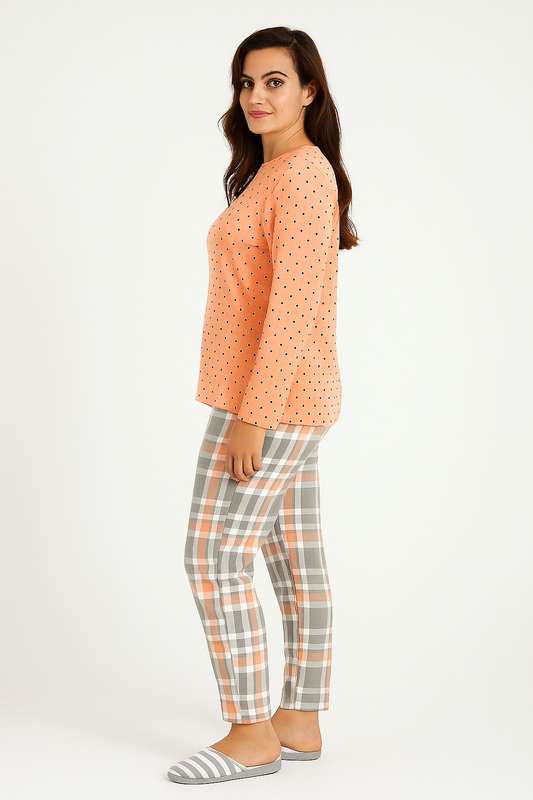 Ladies Printed Comfy Long Sleeve Pyjama Set