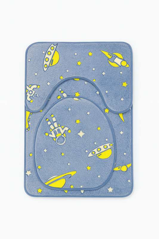 Senza® 3 Piece Glow In The Dark Microfiber Chenille Non-Slip Bathroom Mat Set