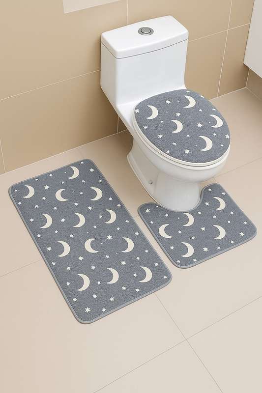 Senza® 3 Piece Glow In The Dark Microfiber Chenille Non-Slip Bathroom Mat Set