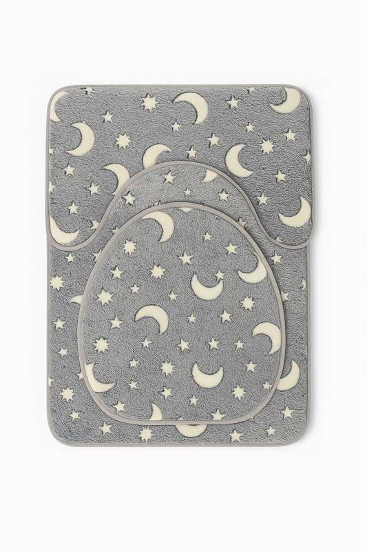 Senza® 3 Piece Glow In The Dark Microfiber Chenille Non-Slip Bathroom Mat Set