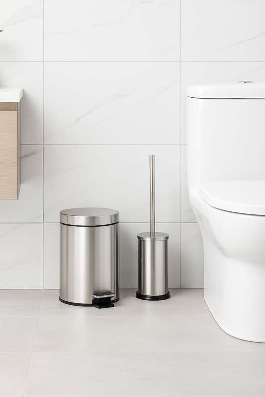 Senza® 3L Stainless Steel Pedal Bin & Toilet Brush Set