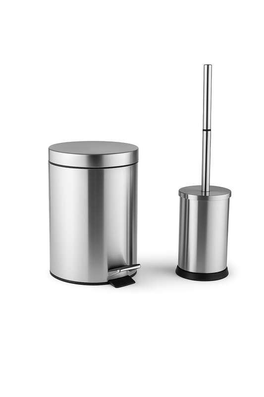 Senza® 3L Stainless Steel Pedal Bin & Toilet Brush Set
