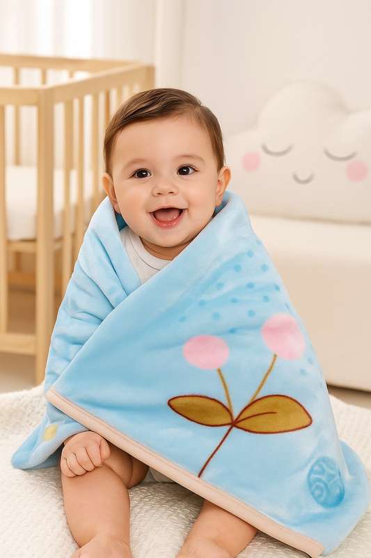Senza® Plush Luxury Winter Baby Blanket 900mm X 1300mm Blue