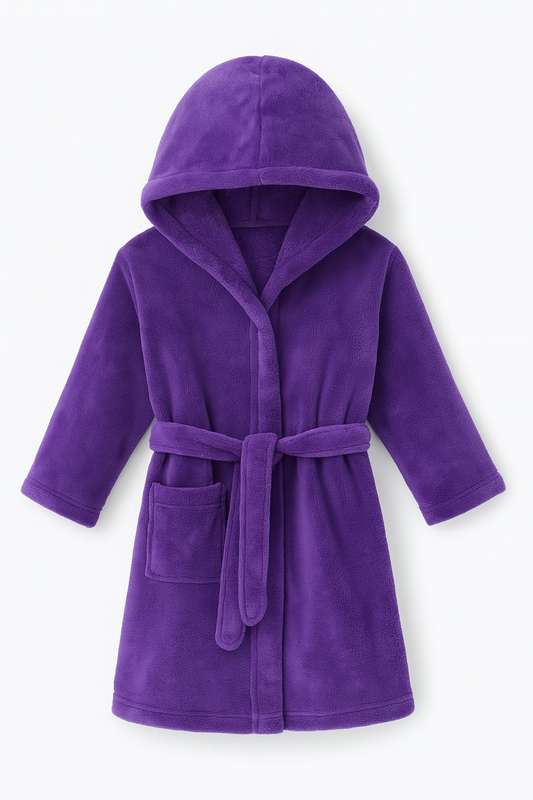 Kids Fleece Lined Sherpa Winter Hooded Gown 3 To 8 Years