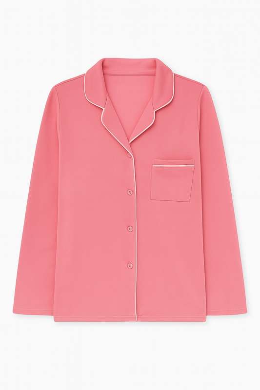 Ladies Button Down Brushed Fleece Winter Pyjama Set