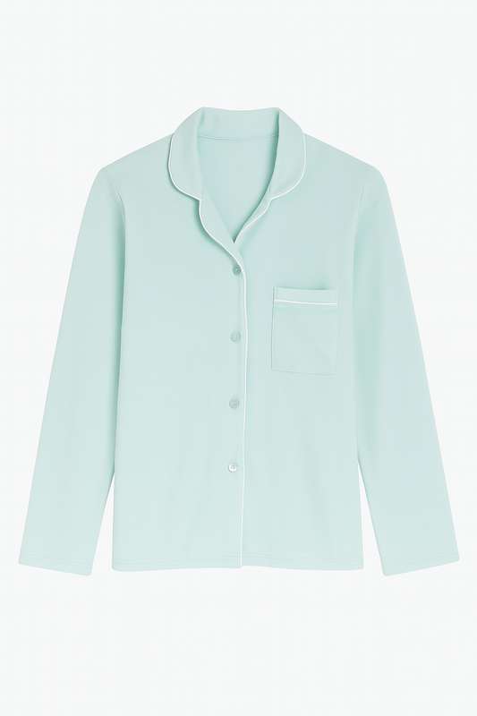 Ladies Button Down Brushed Fleece Winter Pyjama Set